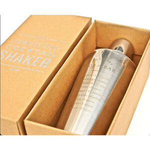 NEW Izola Stainless Steel Cocktail Shaker, Engraved; For The Bar Measurements